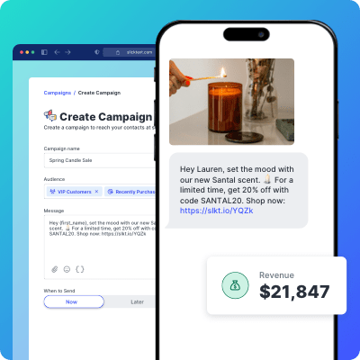 Example of an SMS marketing campaign being built on the SlickText platform