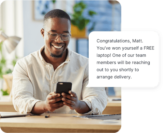 An SMS subscriber is notified that they won a text to win contest