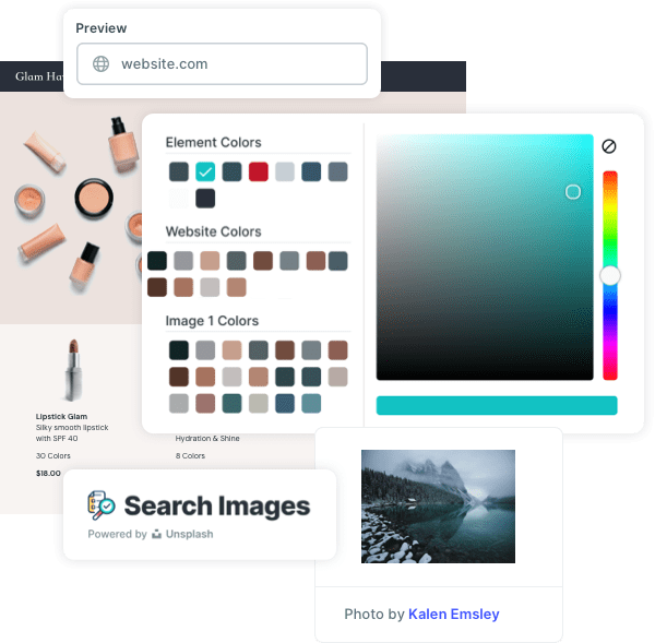 SlickText color match tool showing how to import your website colors into the popup builder