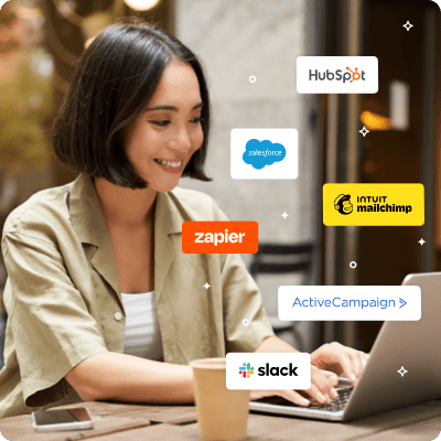 Professional marketer using an integrated tech stack with SlickText, Slack, Shopify, HubSpot, Mailchimp, Salesforce, and Zapier